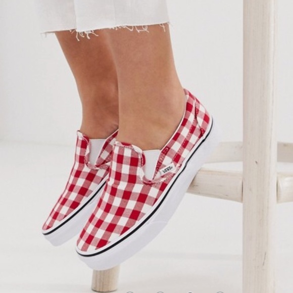 gingham vans slip ons